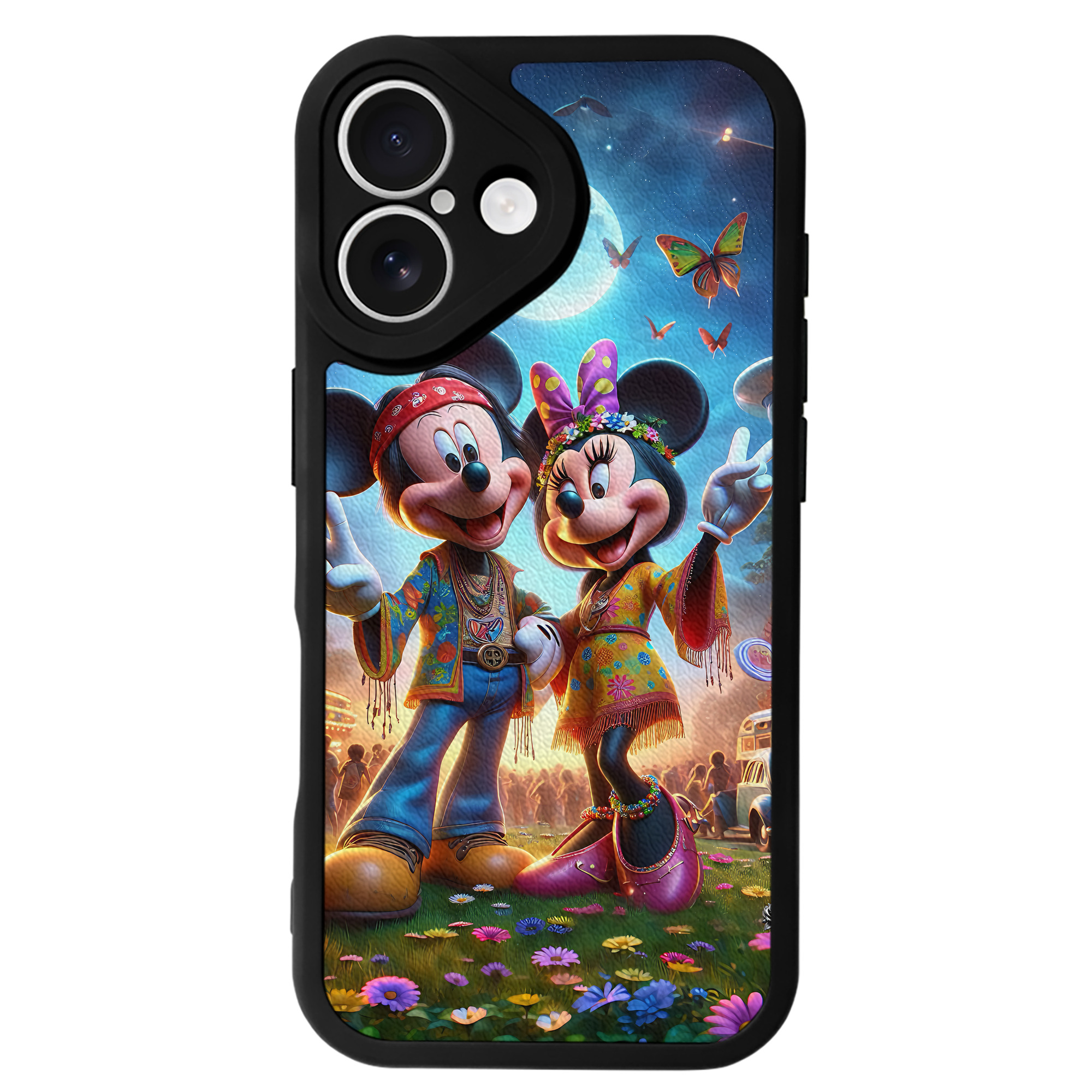 （画像用） ミッキーマウス Mickey Mouse 【iPhone 16シリーズ対応】シリコンスマホケース（レザー調） 材質：シリコン